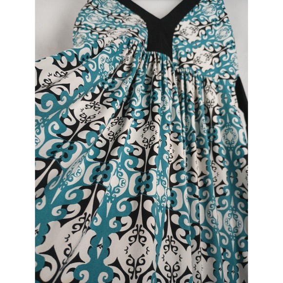 Trulli Ladies Sz 10 Sleeveless Blue Dress Floral Print Tie Waist - Picture 5 of 15